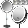 LED Adjustable Height Tabletop Makeup Mirror with Light and Magnification