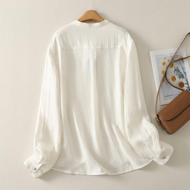 Retro Silver Buckle Zen Style White Linen Sun Protection Jacket