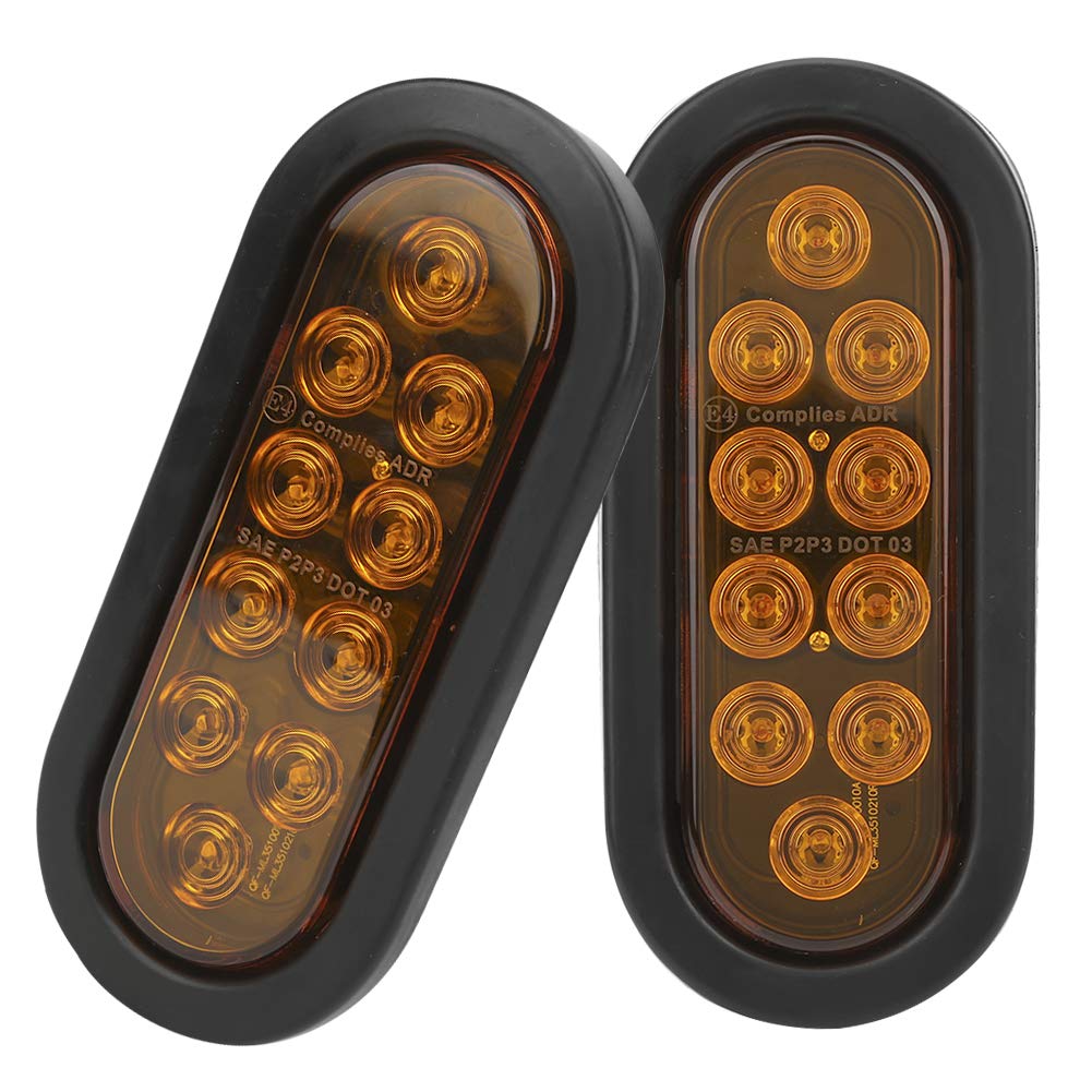 Oval White LED Trailer Tail Light, 2 Pieces 10 LED Side Marker Lights Mounted