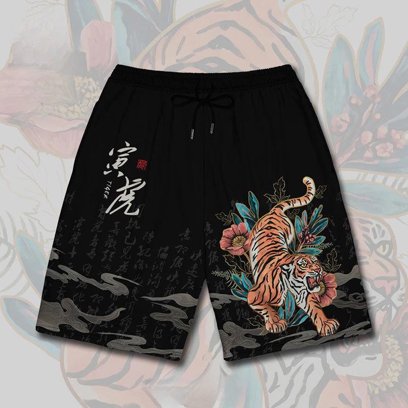 Tiger Muay Thai Boxing Kickboxing Training Shorts Print Quick Dry Martial Art Boxer Unisex Men Women Kid Fighting Fitness Sport Gym Workout