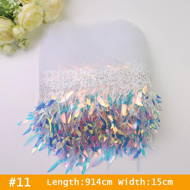 10 Yards Mesh Tassel Fringe Sequins Lace Trim Tassels Fabric DIY Sewing Stage Perform Latin Dress Wedding Clothes Accessories