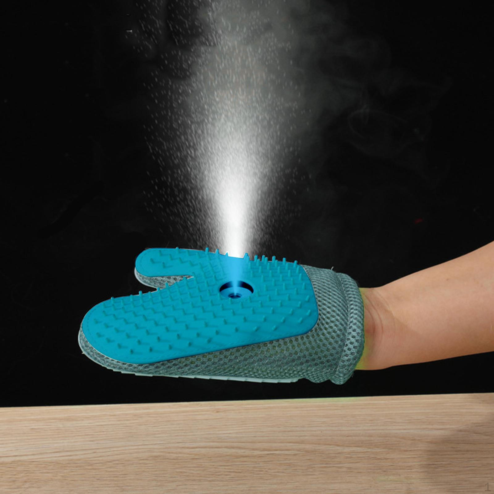 

Перчатка для груминга питомцев со спреем для вычесывания шерсти собак и кошек, массажная варежка синий