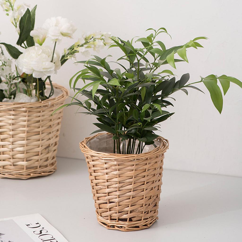 Handmade Woven Wicker Planter Flower Pots Perfect For Growing Herbs And Potted Plant Flower On Balcony and Bedroom