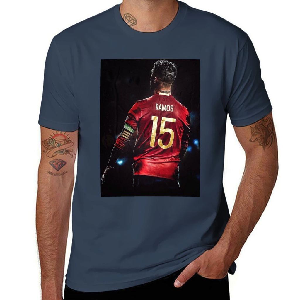 Camiseta Sergio Ramos Hombre Camiseta de Hombre Camisetas de Algodón Para Hombre Paquete Camiseta Blanca Hombre Camiseta Casual Hombre