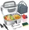 Portapranzo con riscaldamento elettrico: Acciaio Inossidabile, Non Richiede Acqua, Scatola Bento da Auto Isolante 2 in 1