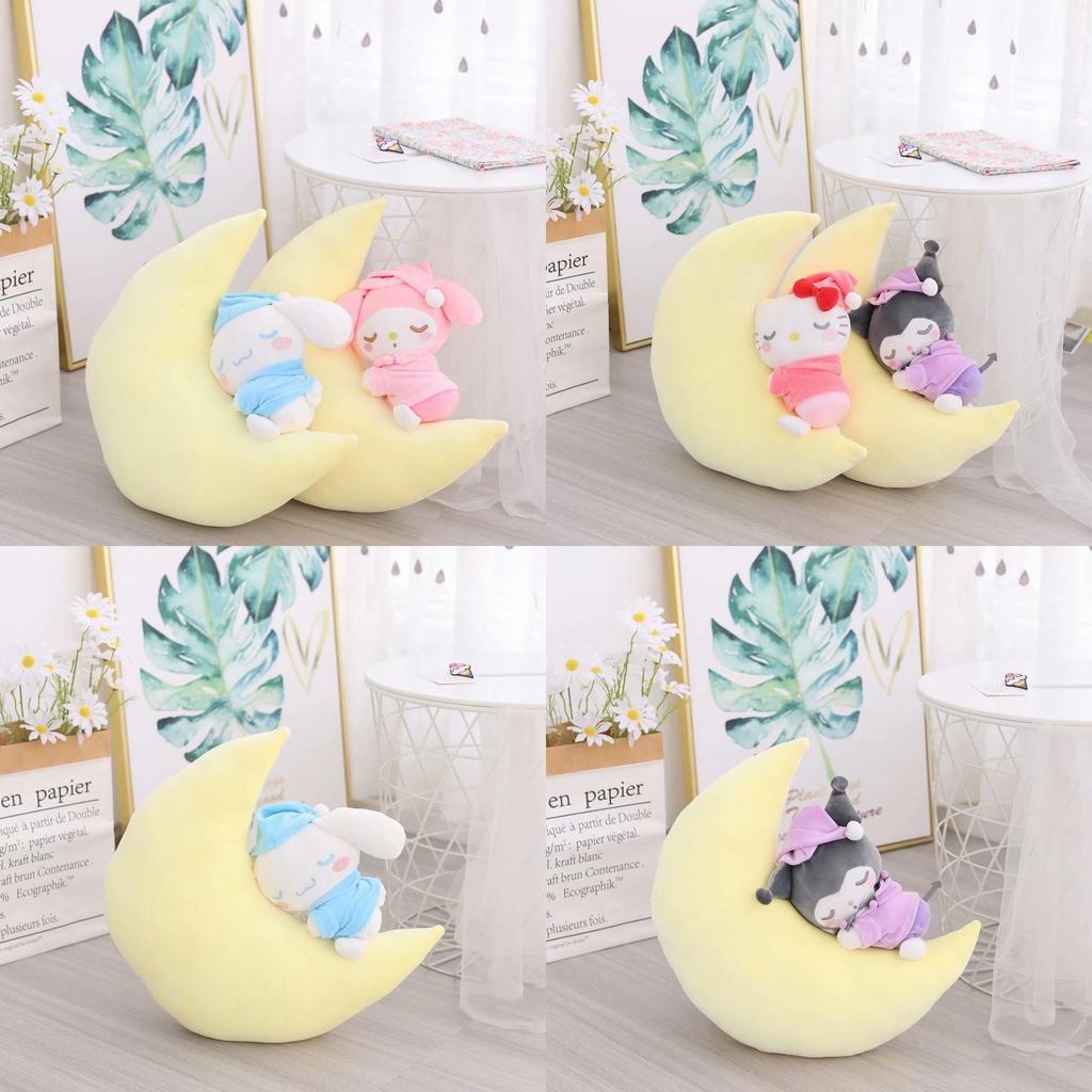 Soft Sanrio Sleeping Moon Plush Toy Birthday Gift For Kids Kt Mymelody Cinnamoroll Kuromi