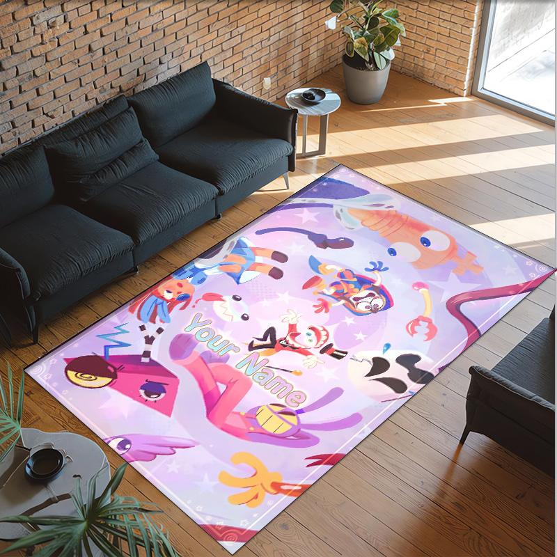 Personalized Crystal Velvet Carpet Custom Name Text,The Amazing Digital Circus Anti Slip Area Rug For Home Decoration