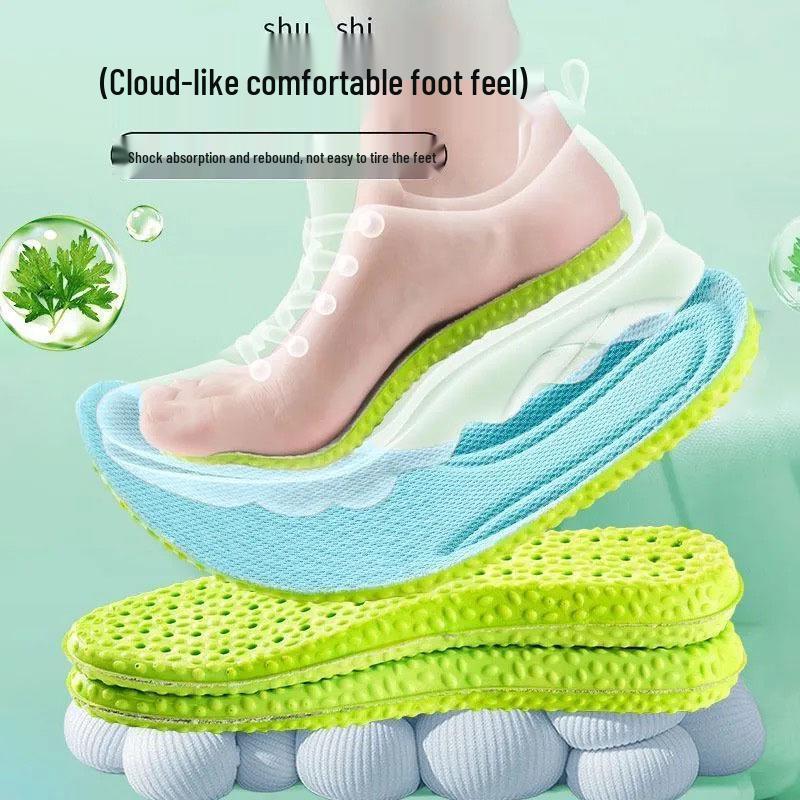 Unisex Mugwort Deodorant Sport Insoles - Shock Absorbing, Sweat-Absorbent, Breathable, Soft, Thickened, and Comfortable for Long-Lasting Use