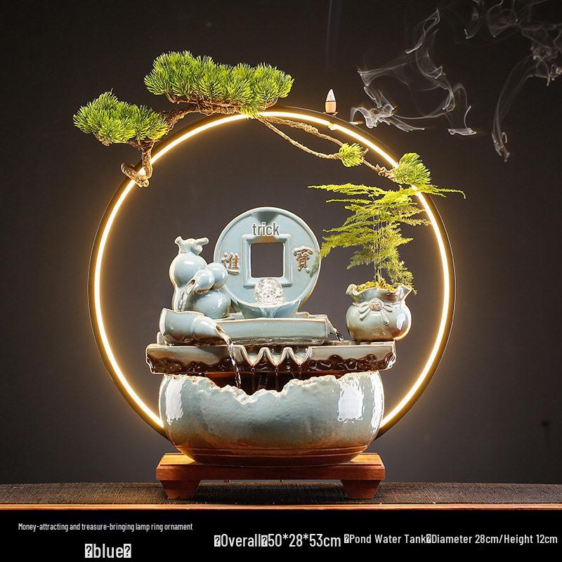 Elegant Chinese-Style Flowing Water Humidifier for Living Room and Office Decor