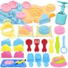 VBACALA Silky Sand 38PCS Sandbox Sand for Indoor Colorful Sand Japanese Cake Bamboo Case No Sand Sandbox Gift Set, Play, Clay, Sweets, Classic, Mold,