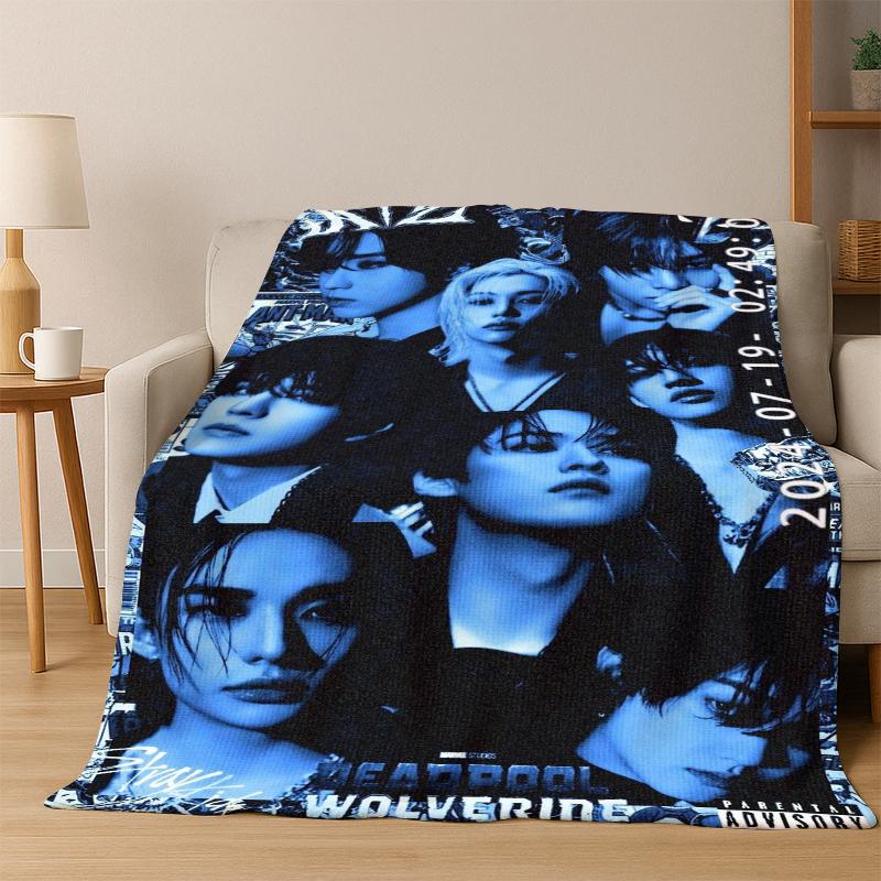 HD Stray Kids Kpop Ultra Soft Flannel Throw Blanket, Warm Cozy Blanket for Couch Sofa Bed Bedroom Living Room Travel Gift
