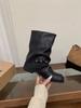 Heel Black Martin Boots Women's Boots New Spring and Autumn Locomotive Medium Boots Pants Boots with Skirt Short Boots