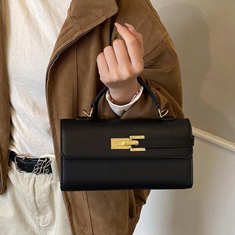 Women's Brand Luxury Lock Bag Retro Trendy Crossbody Bag Large Capacity Square Handbag Flip-top Commuter Bag Casual Shoulder Bag
