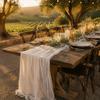 Polyester Fiber Cheesecloth Table Runner 90x400cm Pleated Table Runner  Coffee Table