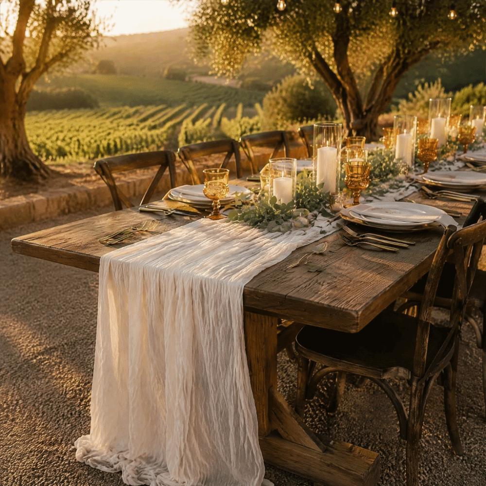 Polyester Fiber Cheesecloth Table Runner 90x400cm Pleated Table Runner Coffee Table