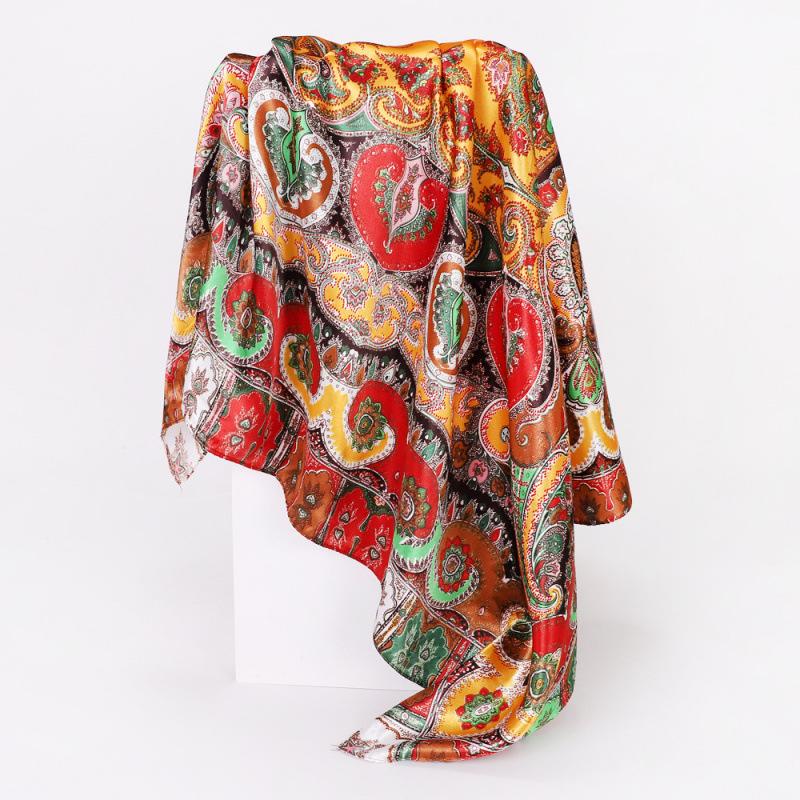 Lightweight Scarves, Shawls and Headscarves: 90 Large Handkerchiefs, Ladies’ Shawls, Cashew-coloured Faux Silk Scarves