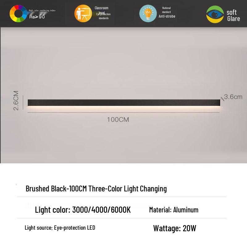 Minimalist Modern Strip Wall Light for Bedroom, Living Room, or Sofa Area