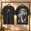 Escanor Sieben Todsünden Mineral Wash T-Shirt, Löwensünde des Stolzes Anime Tee, Vorder- und Rückseite Manga Grafik Shirt