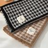 Double-Sided Houndstooth Knitted Winter Scarf