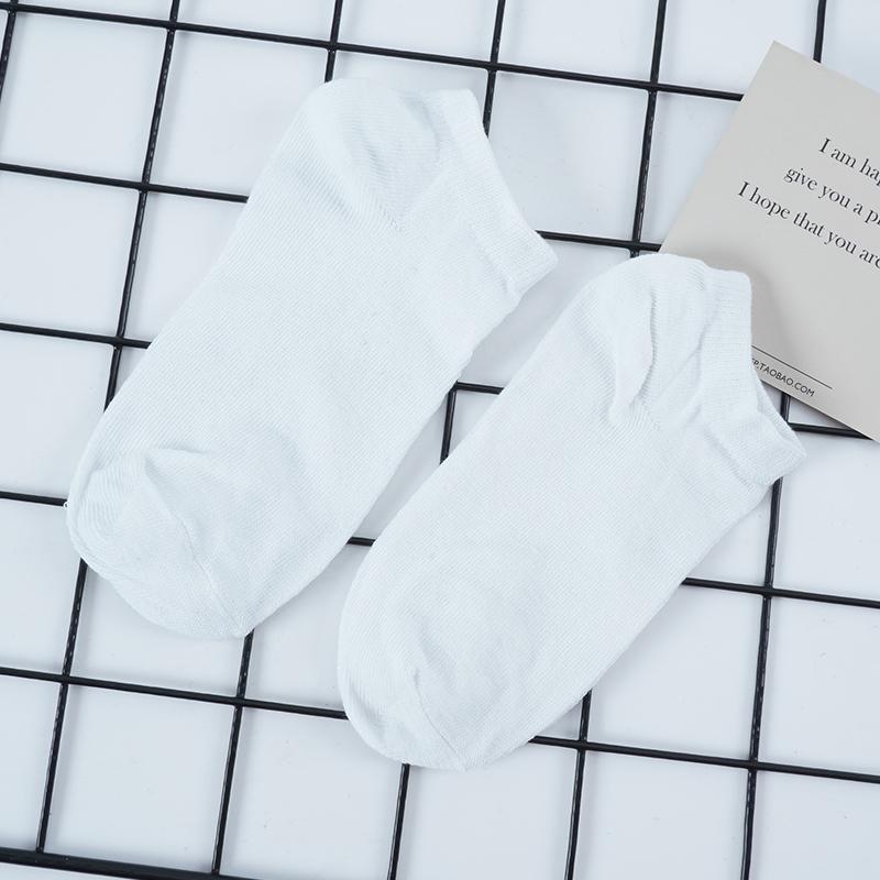 5 Pairs Men Breathable Sports Socks Solid Color White Black Cotton Boat Socks Ankle Socks