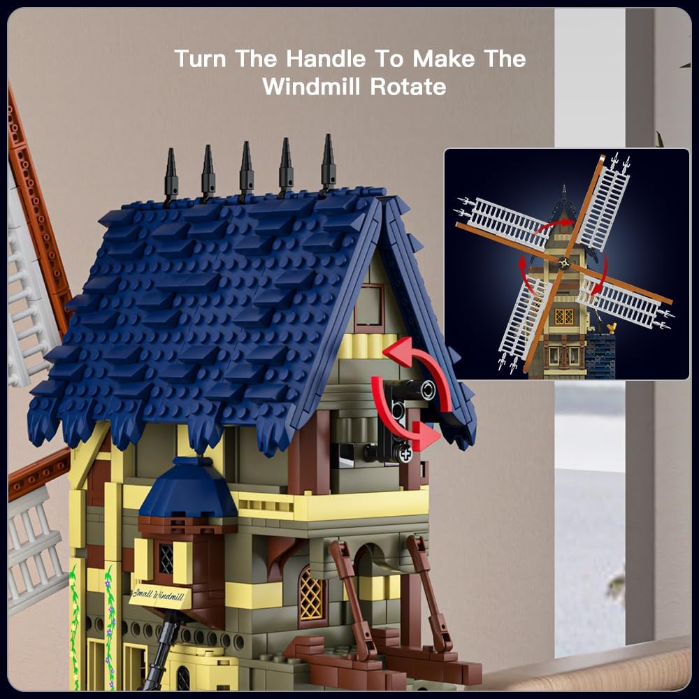 MOULD KING 10060 Medieval Building Block The MOC-138190 Windmill Model European Century Brick Toys Assembly Kids Christmas Gift