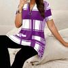 Contrast Stripe Zipper Top Large Size Women’s T-Shirts
