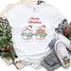 Kawaii SnowUnisex Bubu Dudu Christmas Graphic Tshirt Trendy Funny Cartoon Panda Printing Women Shirt Fashion Holiday Cotton Tees