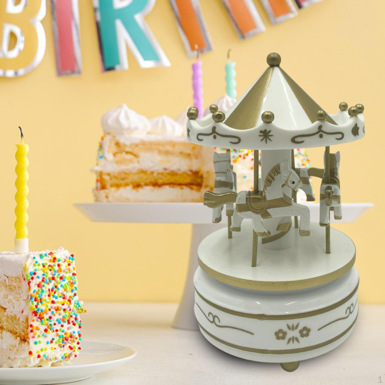 

Рождественская деревянная карусель музыкальная шкатулка поделки украшение прекрасный вращающийся стол для детей White