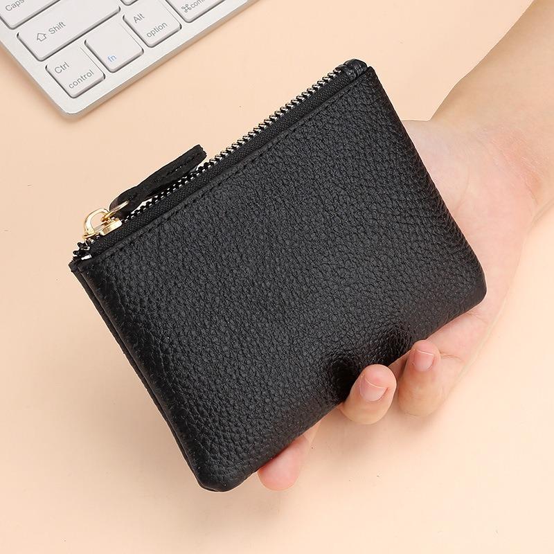 Genuine Leather Change Bag, Men's and Women's Card Bag, Soft Leather Mini Coin Bag, Key Storage Bag, First Layer Cowhide Zipper, Small Wallet.