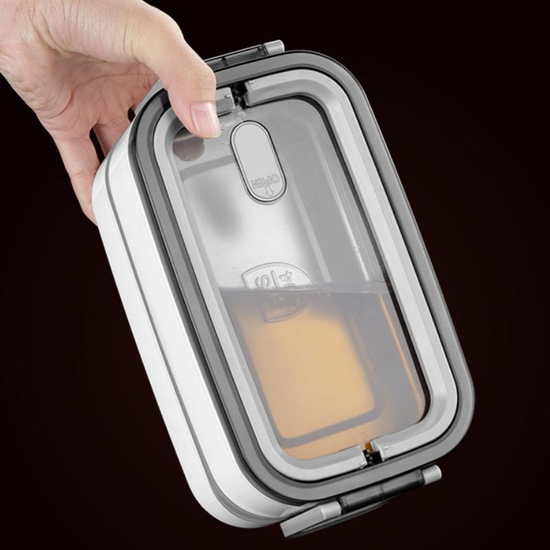 Nerezová ocelová krabička na oběd 2 vrstvy izolovaná bento krabička s termotaškou, přenosná nádoba na potraviny do mikrovlnné trouby pro kancelář a školu