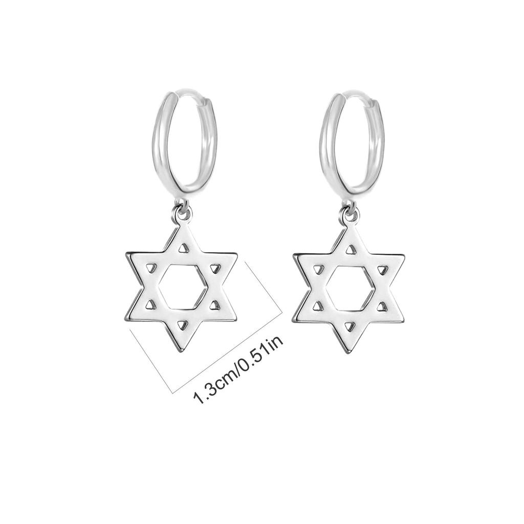 Unisex 18K Gold-Plated Stainless Steel Hexagram Dangle Coil Earrings