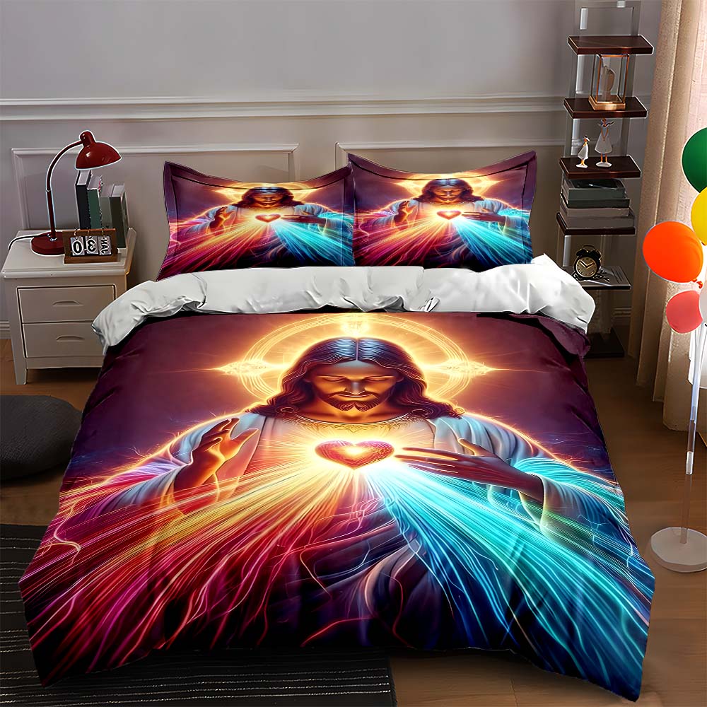 

Radiant divine imagery. Bedding Duvet cover sets Duvet covers Pillowcases gifts (1 * Duvet Cover 2 * Pillowcases, without duvet insert) 135x200cm
