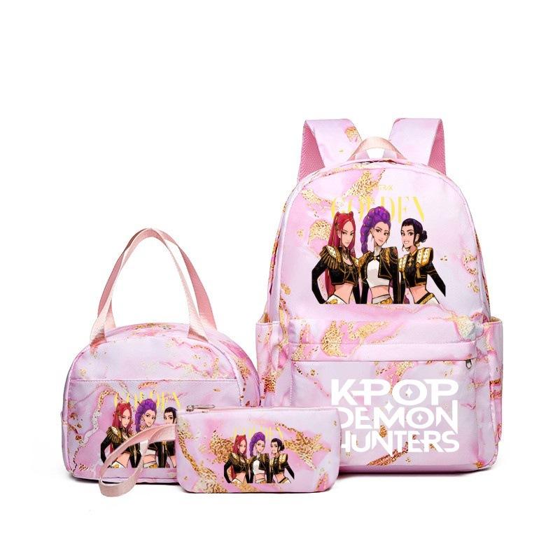 K-POP Witch Hunters Cartoon Printed Student Pencil Bag Lunch Bag Three-piece Backpack Three piece set