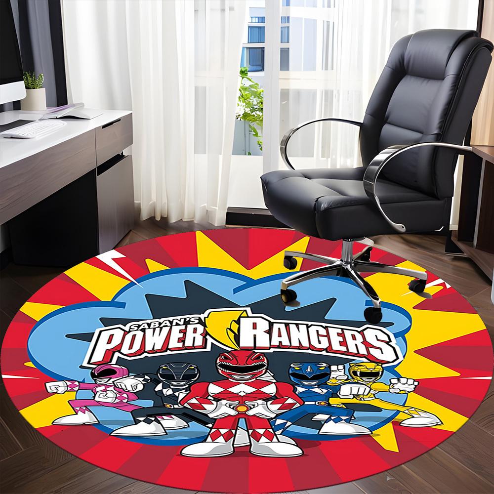 1pc Power Rangers Office Round Area Rug, Indoor Mat Suitable For Office, Under Office Chairs Bedroom Living Room Home Decor, Room Deco