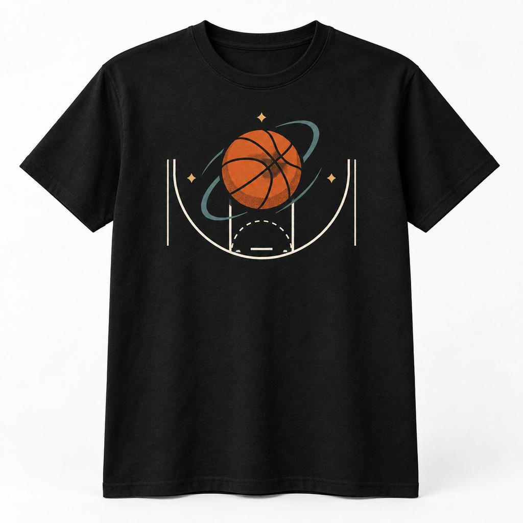 Retro Basketball Court Graphic T-Shirt Unisex Sports Fan Tee