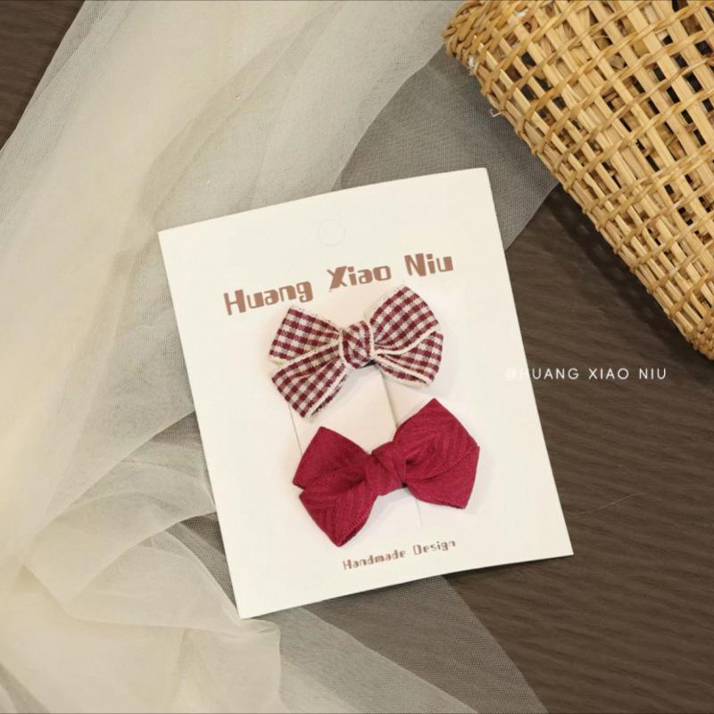 Huang Xiao Niu Baby Girl Plaid Floral Hair Clips - Cute, Non-Damaging, Versatile Hair Accessories
