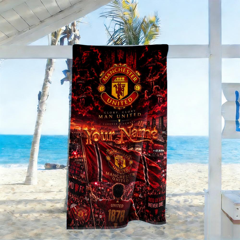 Manchester Personalized Name Beach Towel Quick-Dry Soft Microfiber Ideal for Travel Outdoor Swim Pool Yoga Surf Camping Hiking Gym Gift Holiday