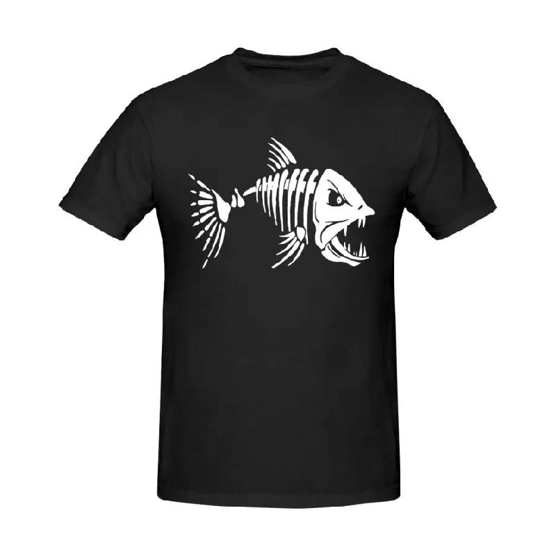 

Bone Fish Graphic Print T Shirt Funny Men Large Size Cotton Casual T-shirts Summer Short Sleeve Tops Tees Streetwears XXXXXL чорний