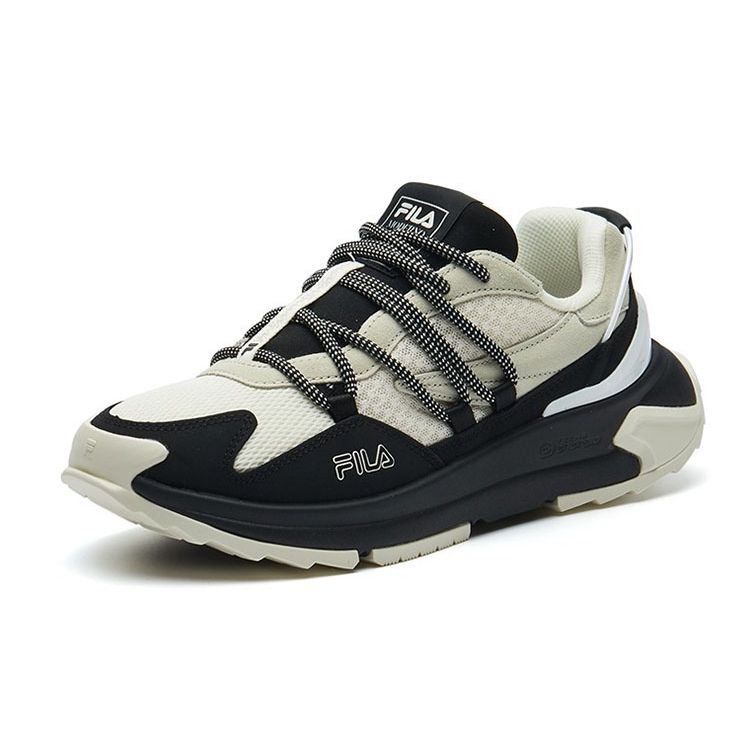 Fila Fusion Corsa Fabric Cow Nubuck Leather Retro Versatile Casual Low-Top Dad Sneakers Women Sneaker Beige Black F12W134145FVB