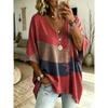 Women's Large Size V-neck Top, Elegant and Comfortable, Simple Pattern Print Large Size Women's V-neck T-shirt