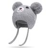 Winter Cute Bear Warm Ear-Covering Fleece-Lined Knit Hat Korean Style Baby Hat with Pom-Pom