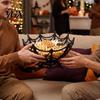 Entryway Table Decorations Halloween Spider Web Basket, Decorative Candy Bowl for Party Autumn Desktop Ornaments Centerpieces, Lightweight Plastic