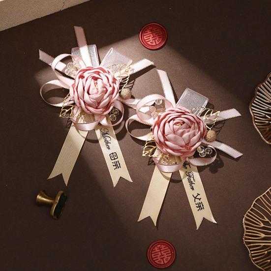 2 Buc/Set Cocarde Nuntă Chineză Decor Romantic cu Fundă Aliaj Broșe Pin Tradiționale Mire Mire pentru Nuntă Logodnă Aniversare