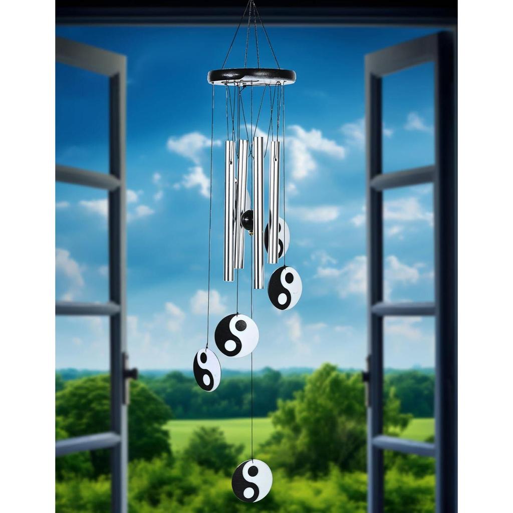 Hanging Bells for Home Decoration, Balcony, Living Room, and Bedroom | Home Décor Gift Items for Housewarming and Wall Décor (Silver, 4-Pipe)