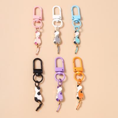 Encantador Llavero de Gato Esmaltado para Mujeres Niñas Llavero de Animal Colgante para Decoración de Bolso Llavero DIY Joyería Regalo