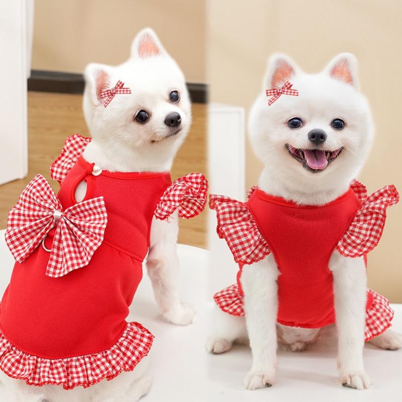 

Autumn and Winter Pet Dog and Cat Clothes, Dog Supplies, Cat Hoodies with Fleece and Leable XS красный