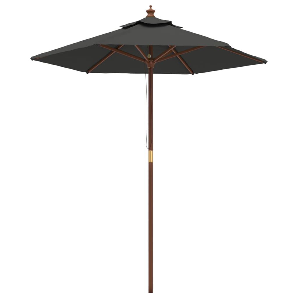 Anthracite Sun Umbrella with Wooden Pole 196 X 231 Cm