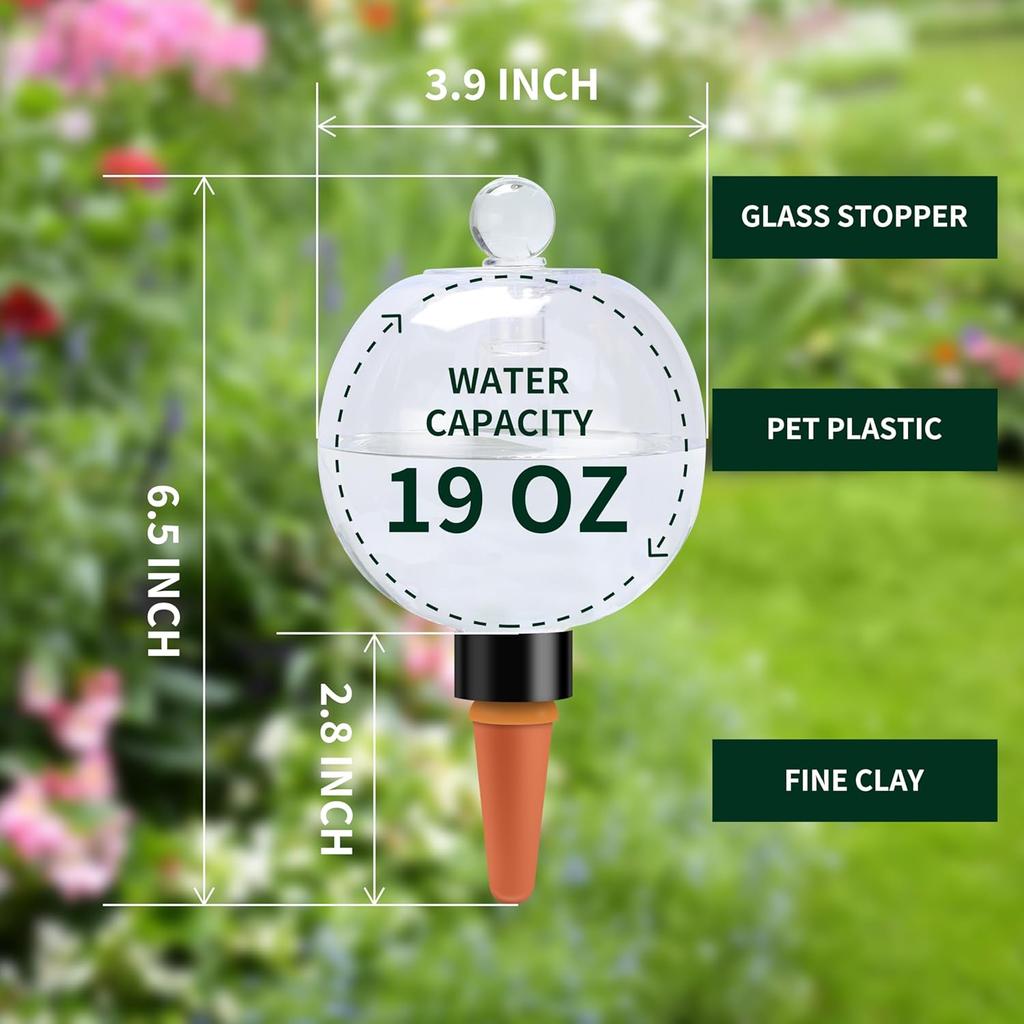19 Oz Extra Large Plant Self Watering Globes Top Fill, Plastic Water Bulbs, Slow Release Terracotta Self Watering Planter Insert, Plant Watering