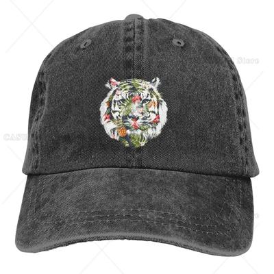 Tropische Blumen-Denim-Kappe Schirmmütze Tiger Sonnenschutz Baumwollmützen für Herren Damen Cowgirl-Hut