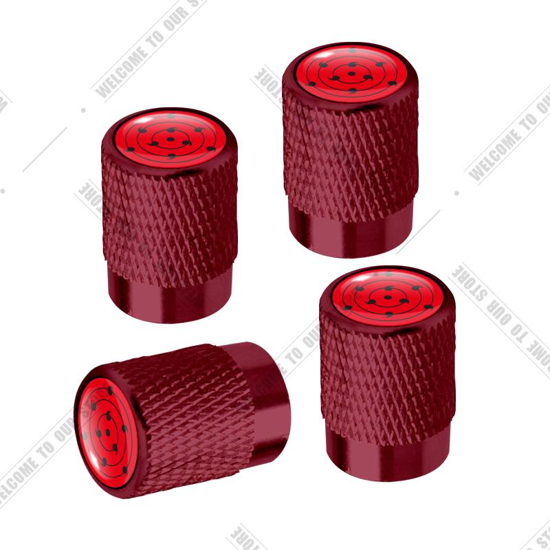 Car CNC Aluminum Sharingan Eye Japanese Anime Emblem For Suzuki Infiniti Toyota Honda 4pcs Tire Valve Air Port Stem Cover Caps